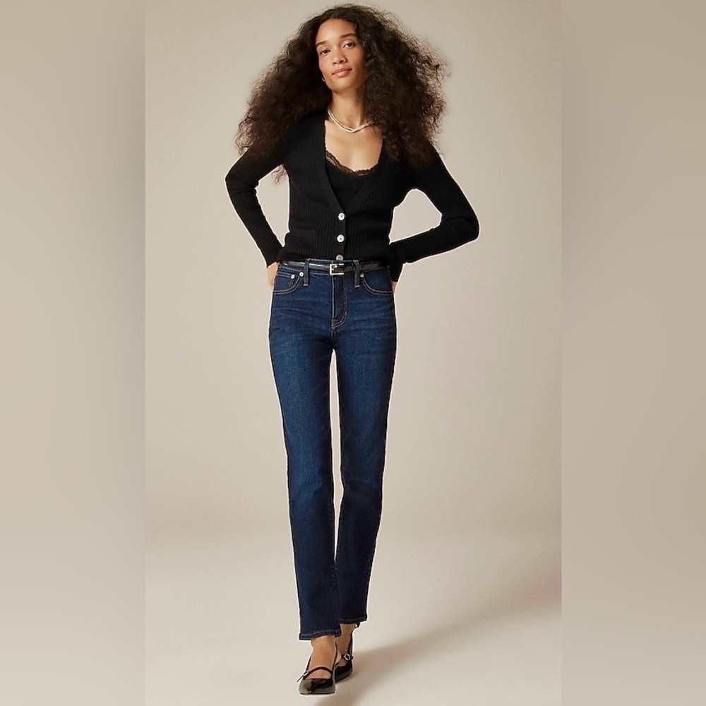 NEW J. Crew Tall Mid-Rise Slim Jean in 2003 Super-Stretch in Dark Blue, Size 28T
